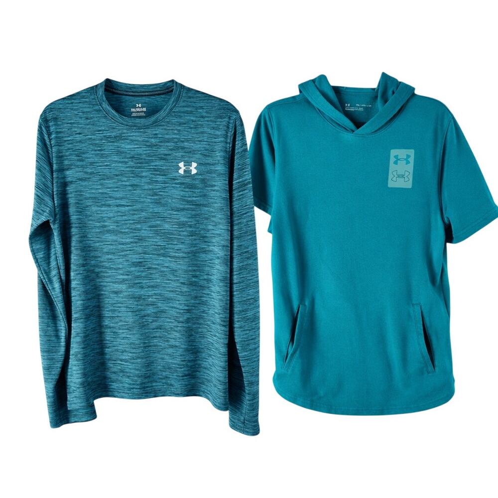Under Armour Youth YXL Athletic Bundle Long Sleeve & short sleeve Hooded Tee